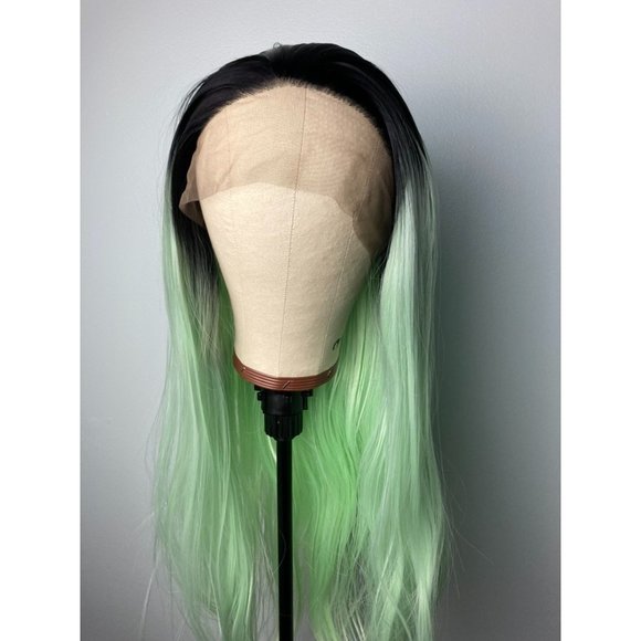 Black Rooted Green Wigs Lace Front Wig